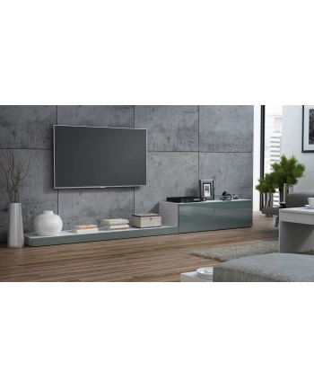 cama meble Szafka RTV LIFE 300/42/35 biały/ szary połysk nr 1