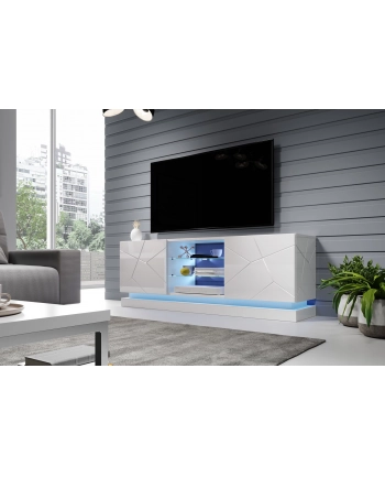cama meble Szafka RTV QIU 160 MDF biały połysk/ biały połysk nr 1