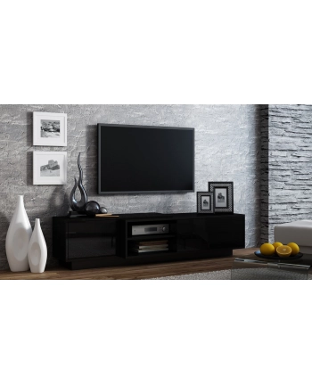 cama meble Szafka RTV SIGMA1 180 czarny/czarny połysk nr 1
