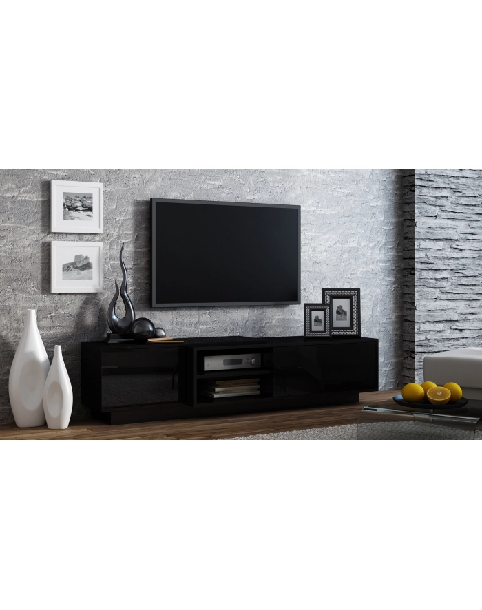 cama meble Szafka RTV SIGMA1 180 czarny/czarny połysk główny