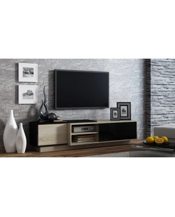 cama meble Szafka RTV SIGMA1 180 sonoma/czarny połysk nr 1