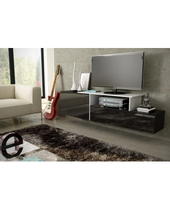 cama meble Szafka RTV SIGMA3 180 czarny/czarny połysk + biały nr 1