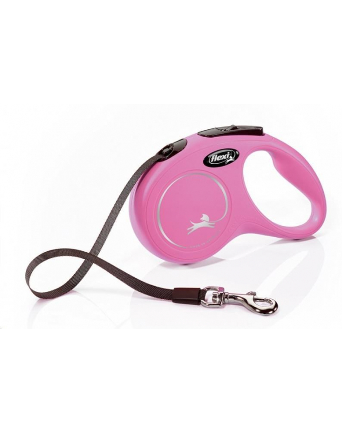 FLEXI Smycz automatyczna NEW CLASSIC taśma S 5m róż główny