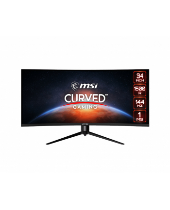 MSI Optix MAG342CQR 34inch Monitor VA Curve UWQHD 1500R 144Hz 250cd/m2 1ms Black DP 2xHDMI