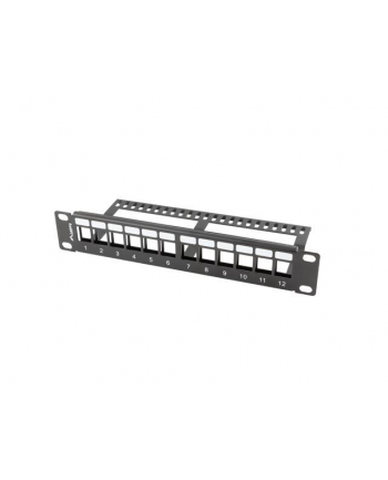 LANBERG patch panel blank 12 port 1U with organizer for keystone modules Kolor: CZARNY