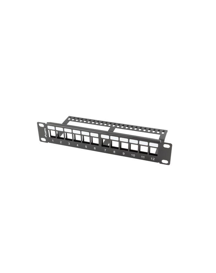 LANBERG patch panel blank 12 port 1U with organizer for keystone modules Kolor: CZARNY główny