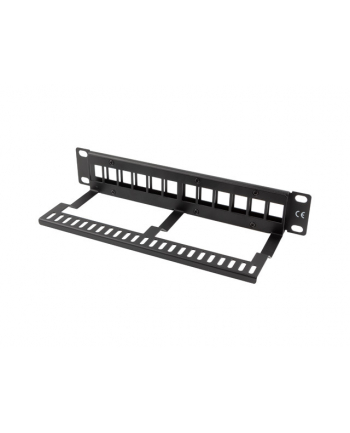 LANBERG patch panel blank 12 port 1U with organizer for keystone modules Kolor: CZARNY