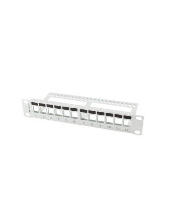 LANBERG patch panel blank 12 port 1U with organizer for keystone modules gray