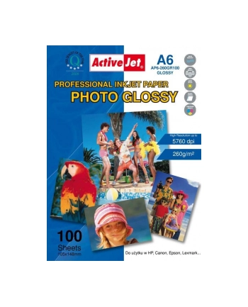 AP6-260GR100 Activejet Papier foto błyszczący żywicą powlekany A6 100szt 260g nr 2