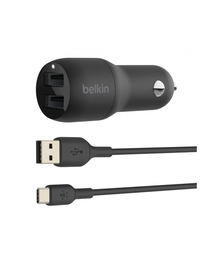 belkin Ładowarka samochodowa Dual USB-A 1m 24W czarna główny