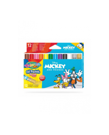 patio Pastele olejne trójkątne 12 kolorów + temperówka Colorino Kids Mickey