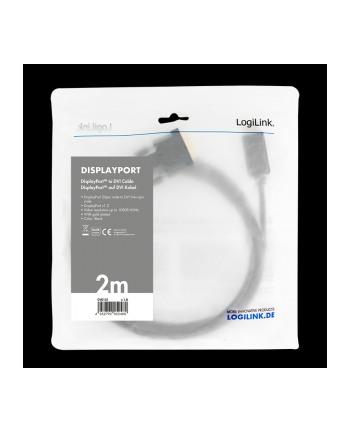 logilink Kabel DisplayPort 1.2 do DVI 2m Czarny