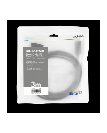 logilink Kabel DisplayPort 1.2 do DVI 3m Czarny