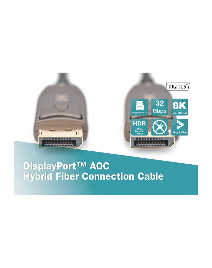 assmann electronic ASSMANN DisplayPort AOC Hybrid-fiber connection cable M/M 30m UHD 8K60Hz CE gold bl główny