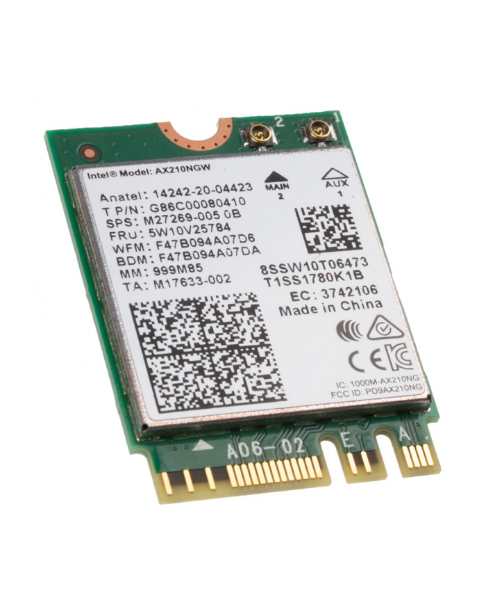 Intel® Wi-Fi 6E AX210 (Gig ), 2230, 2x2 AX R2 (6GHz) BT, No vPro® główny