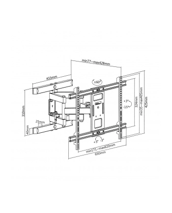 MACLEAN UCHWYT DO TV 37-80  CZARNY MAX VESA 600X400 60KG MC-881
