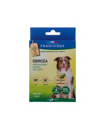 FRANCOD-EX Obroża dla dużych psów powyżej 20 kg odstraszająca insekty - 4 miesiące ochrony  75 cm