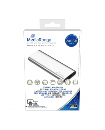 MediaRange 240 GB, external SSD (silver, USB-C 3.2 (10 Gbit / s), external)