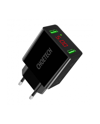 choetech C0028 Black Ładowarka sieciowa LCD 2xUSB 2.2A 12W
