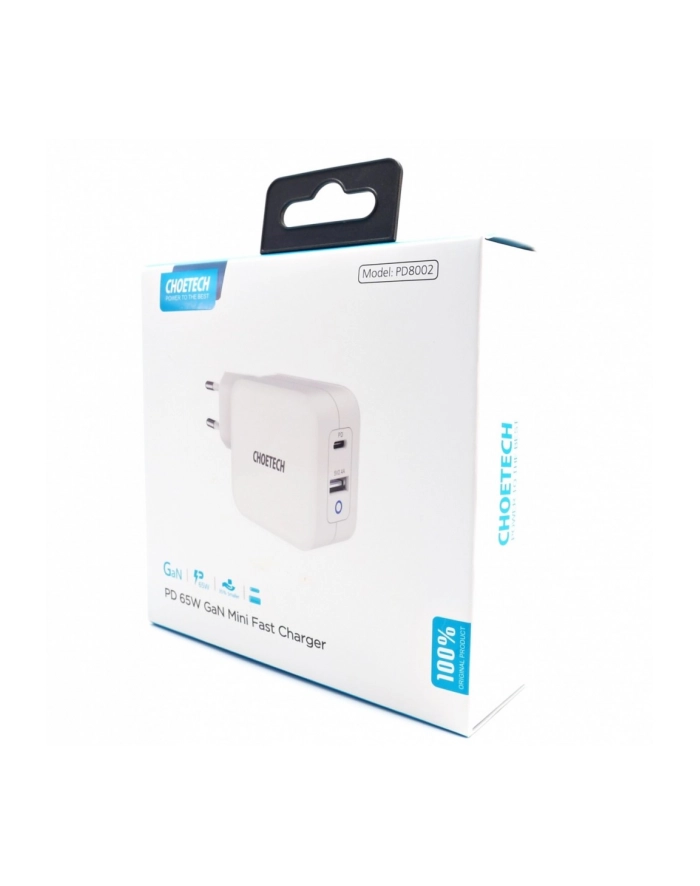 choetech PD8002 White Ładowarka sieciowa GaN 2xUSB 65W Power Delivery główny