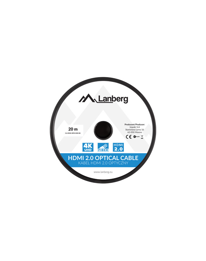 lanberg Kabel HDMI M/M v2.0 20m czarny CA-HDMI-20FB-0200-BK główny