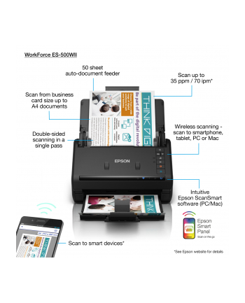 epson Skaner WorkForce ES-500WII  A4/ADF100/35ppm/USB3/WLAN