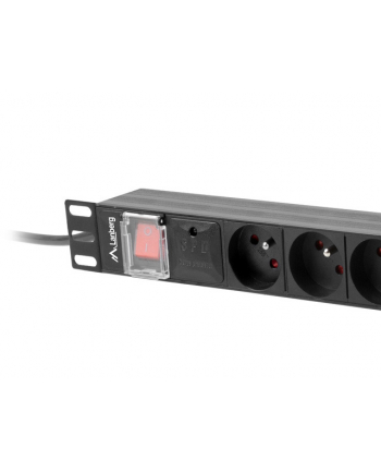 lanberg Listwa zasil.rack PDU 1U 16A 2m 8 gn. PDU-08E-0200-BK