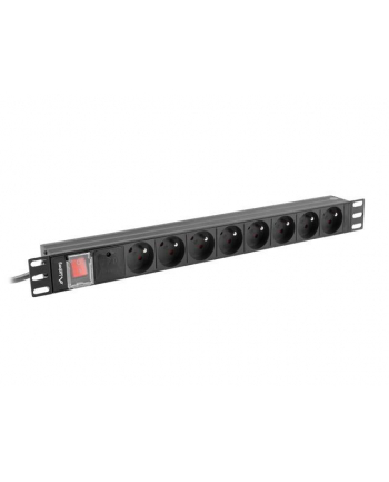 lanberg Listwa zasil.rack PDU 1U 16A 2m 8 gn. PDU-08E-0200-BK