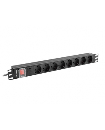 lanberg Listwa zasil.rack PDU 1U 16A 2m 8sch. PDU-08F-0200-BK