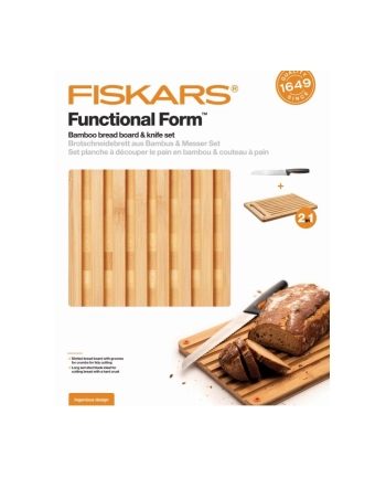 fiskars Zestaw deska do krojenia + nóż chleba  1057551 nr 1