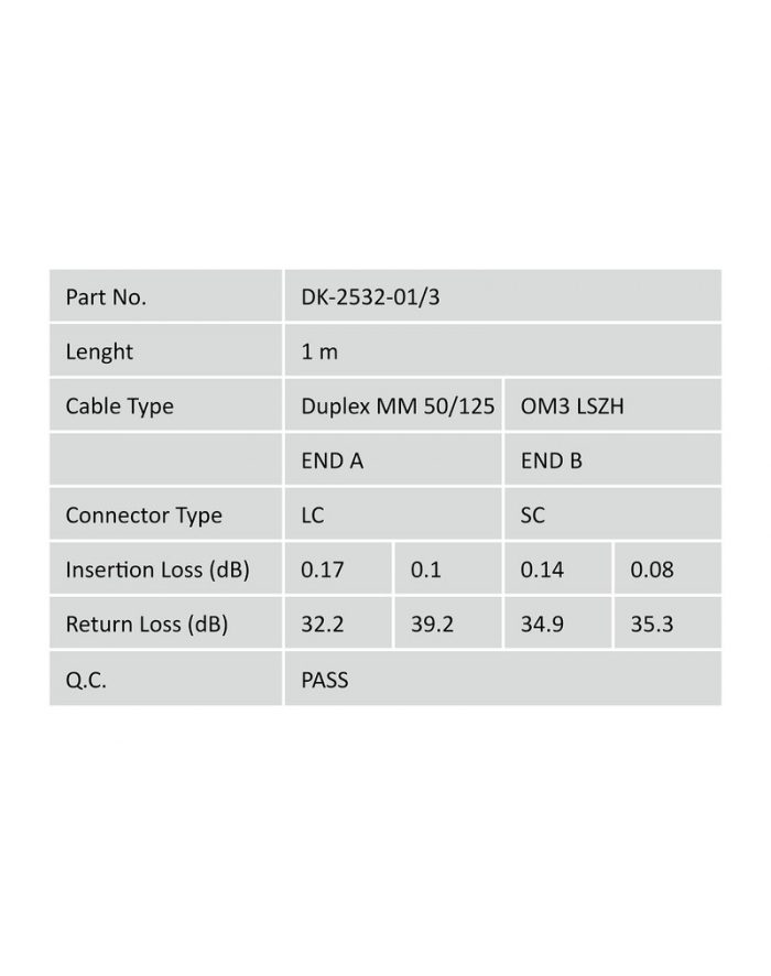 digitus Patchcord światłowodowy FO LC-SC MM 50/125 OM3 duplex LSOH 1m główny