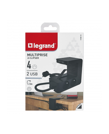 legrand *Przedluzacz klip 4x2P+Z +2USB Czarny 1,5m