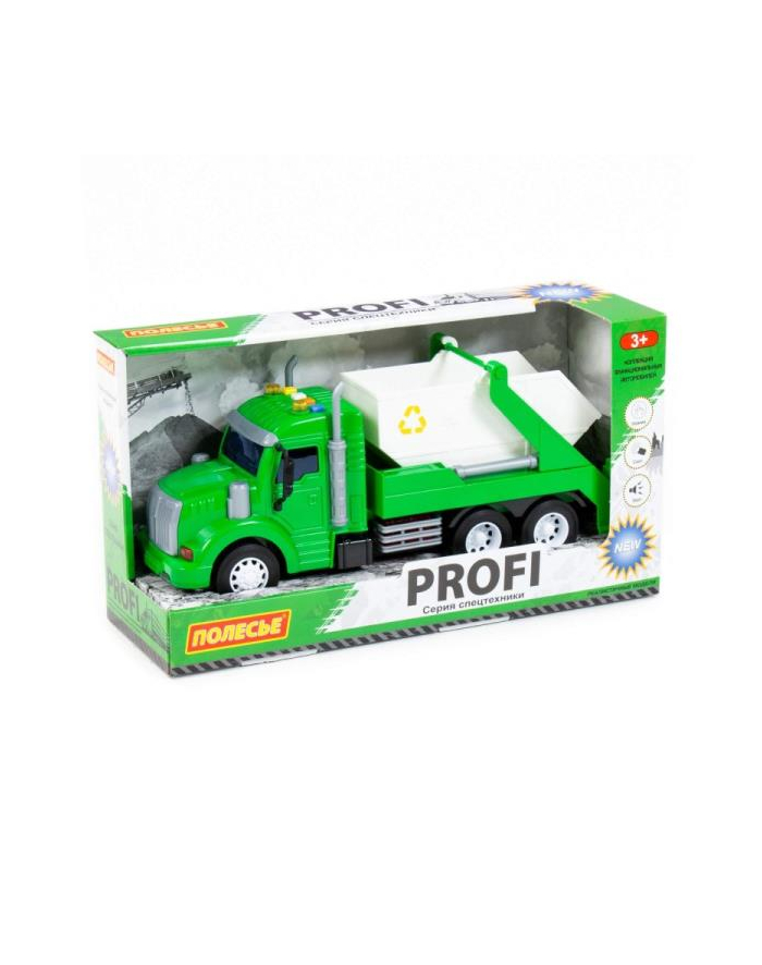 Polesie 86259 '';Profi' samochód z napędem, zielony do przewozu kontenerów, światło, dźwięk w pudełku główny