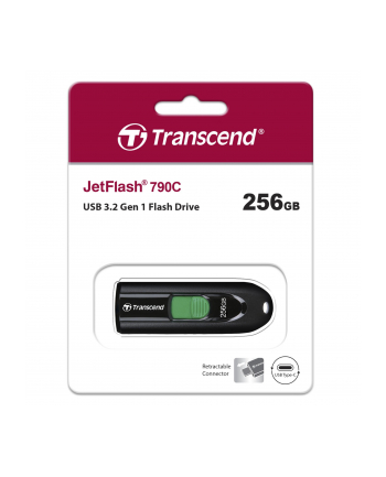 TRANSCEND 256GB USB3.2 Pen Drive Type-C Capless Black