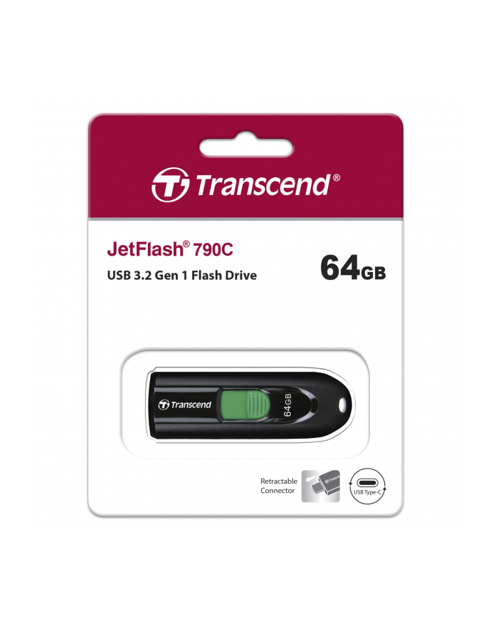 TRANSCEND 64GB USB3.2 Pen Drive Type-C Capless Black główny