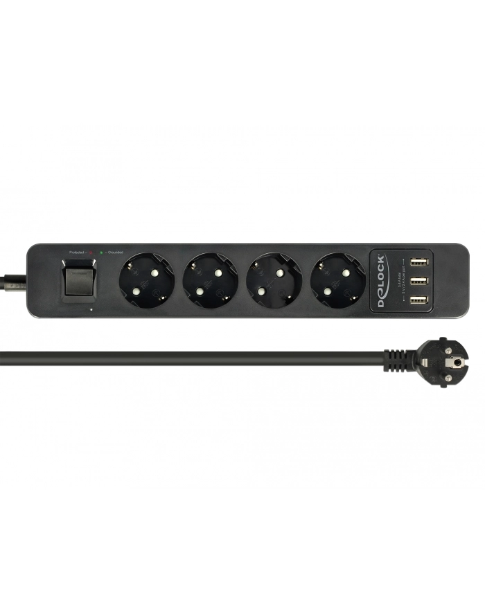 DeLOCK socket strip 4-way with surge protection and USB charger główny