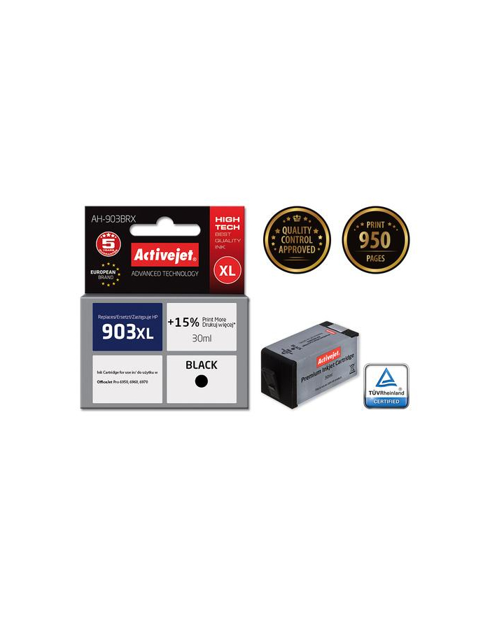 Tusz Activejet AH-903BRX (zamiennik HP 903XL T6M15AE; Premium; 30 ml; czarny) - nowy chip główny