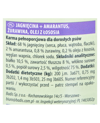 ANIMONDA GranCarno Superfoods smak: jagnięcina  amarantus  żurawina  olej z łososia - puszka 800g