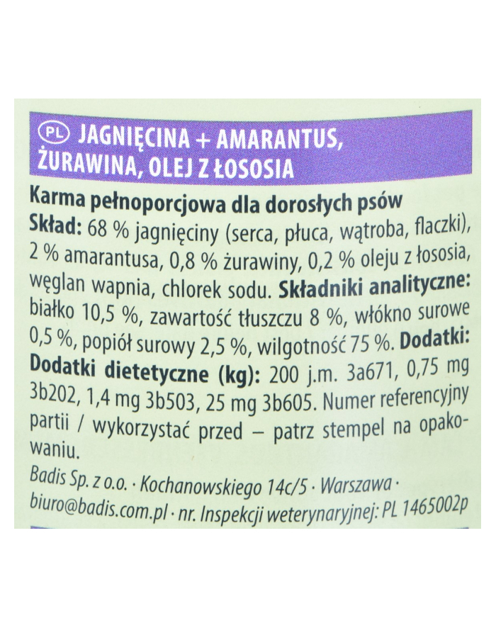 ANIMONDA GranCarno Superfoods smak: jagnięcina  amarantus  żurawina  olej z łososia - puszka 800g główny