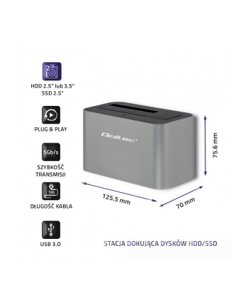 qoltec Stacja dokująca dysków HDD/SSD | 2.5'/3.5' SATA | USB 3.0