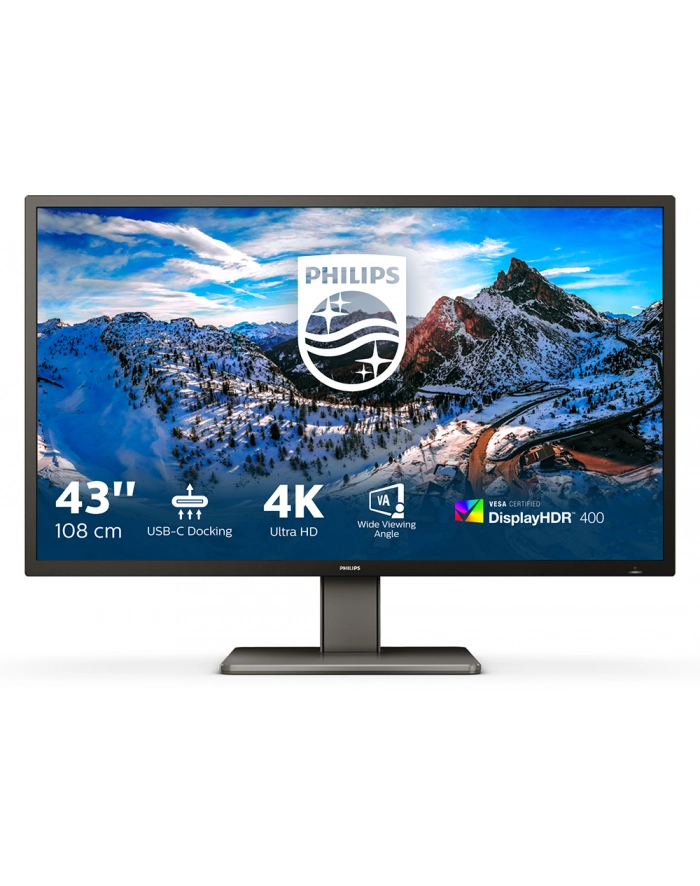 PHILIPS 439P1/00 42.51inch 16:9 VA 3840x2160 60Hz 400cd/m2 HDMIx3 DP 1xUSB-C/3xUSB 3.2 główny