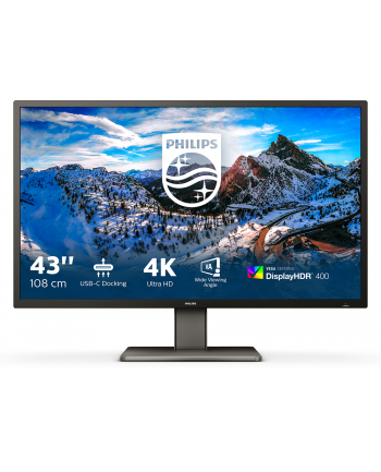 PHILIPS 439P1/00 42.51inch 16:9 VA 3840x2160 60Hz 400cd/m2 HDMIx3 DP 1xUSB-C/3xUSB 3.2