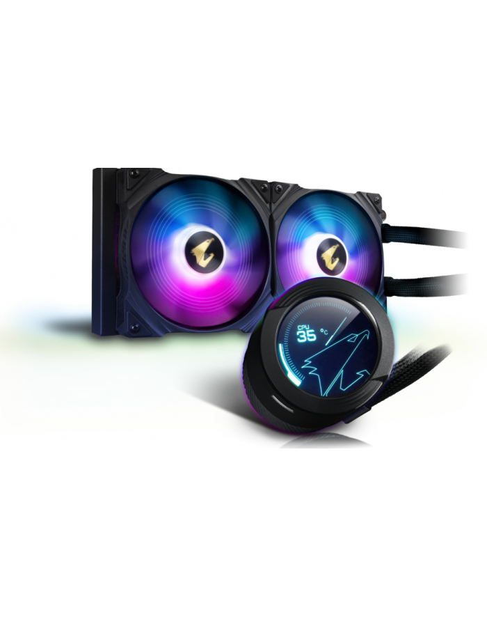 GIGABYTE AORUS WATERFORCE X 280 All-in-one Liquid Cooler with Circular LCD Display RGB Fusion 2.0 Triple 140mm ARGB główny