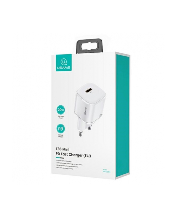 usams Ładowarka sieciowa 1xUSB-C T36 20W + kabel Lightning PD 3.0 Fast Charging