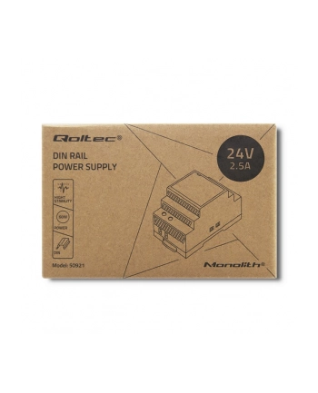 qoltec Zasilacz na szynę DIN 60W | 24V | 2.5A | Szary nr 1