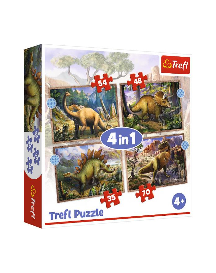 Puzzle 4w1 Ciekawe dinozaury 34383 Trefl główny