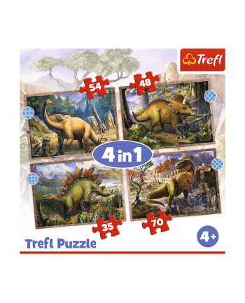 Puzzle 4w1 Ciekawe dinozaury 34383 Trefl nr 1