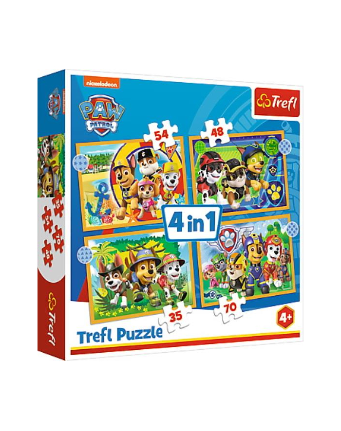 Puzzle 4w1 Wakacyjny Psi Patrol PAW PATROL 34395 Trefl główny