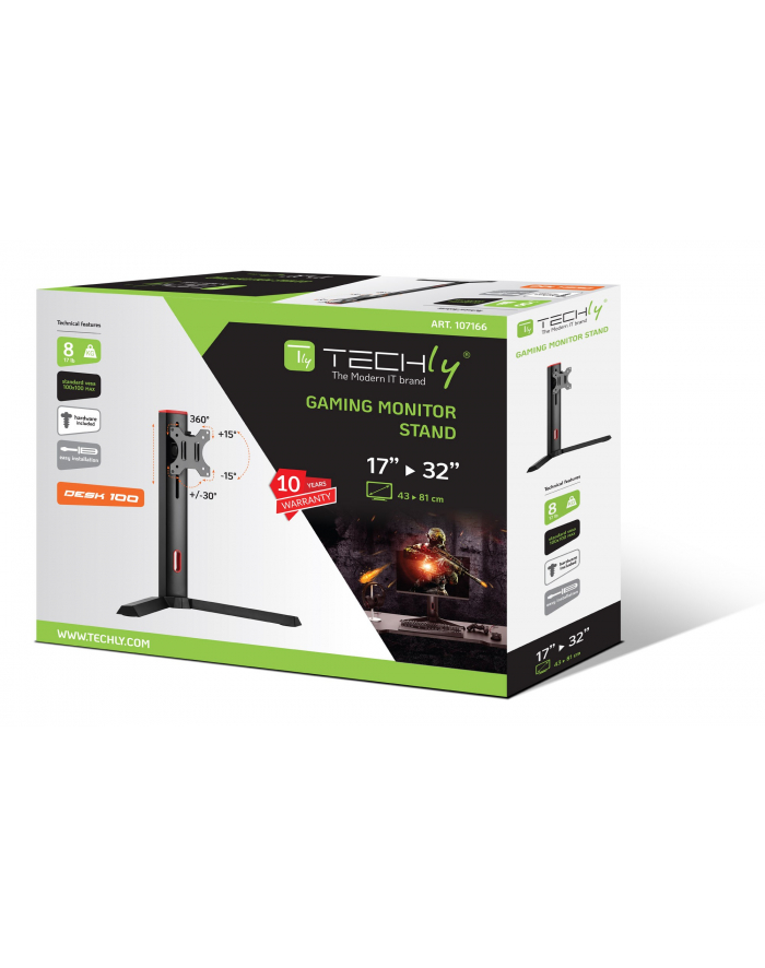 TECHLY Uchwyt Podstawka do Monitora Gamingowego 17-32inch 8kg główny