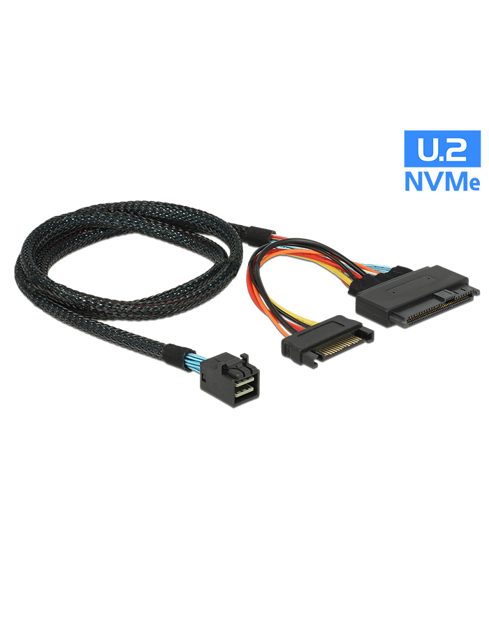 D-ELOCK KABEL SAS MINI HD SFF-8643(M)->U2 SFF-8639(M)+SATA 15 PIN(F) 075M 84821 główny